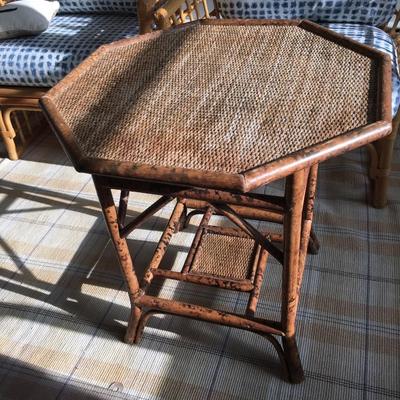 Vintage faux tortoise bamboo side table