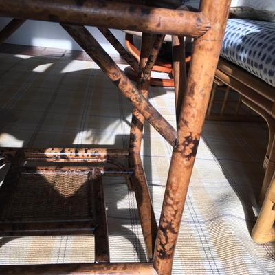 Vintage faux tortoise bamboo side table