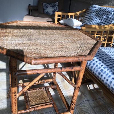 Vintage faux tortoise bamboo side table