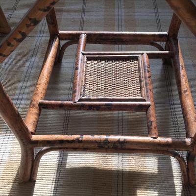 Vintage faux tortoise bamboo side table