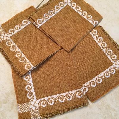 Pennsylvania Dutch woven tablecloth and napkins