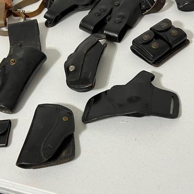 Sixteen (16) Assorted Right Handed Gun Leather Holsters & Accessories