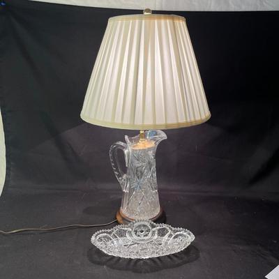 Cut Glass Table Lamp & Dish (LR-MG)