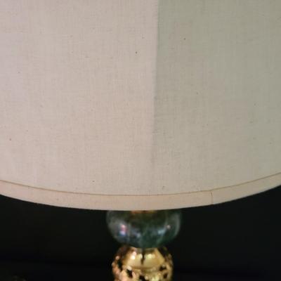 Green Marble and Brass Lamps with a Matching Candlestick (D-DW)