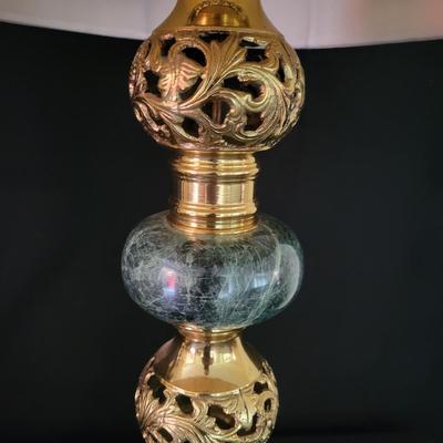 Green Marble and Brass Lamps with a Matching Candlestick (D-DW)