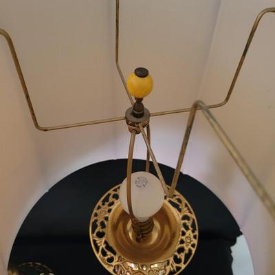 Green Marble and Brass Lamps with a Matching Candlestick (D-DW)
