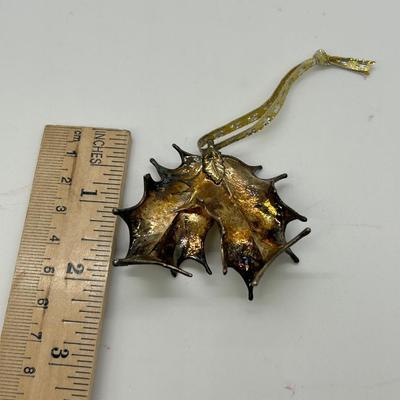 Vintage Plated Dipped Holly Leaf Christmas Tree Ornament