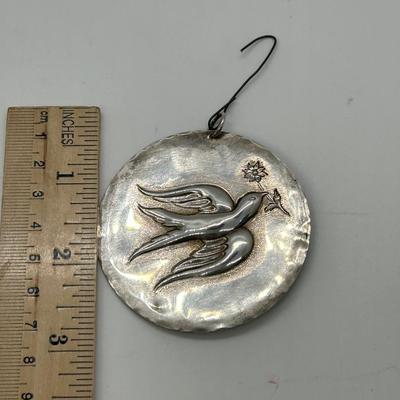 Vintage Towle Sterling Silver Tree of Life & Peace Dove Pendant Ornament