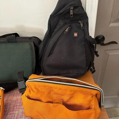 Assortment of 6 Bags, including Like-New Backpack, Sling Bag, and Tote Briefcase
