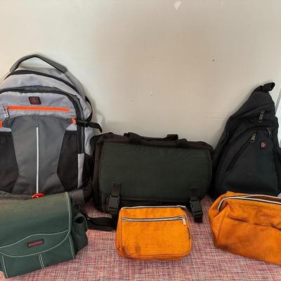 Assortment of 6 Bags, including Like-New Backpack, Sling Bag, and Tote Briefcase