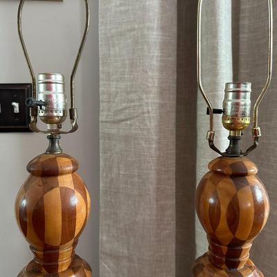 Set of 2 Very Cool 2-Tone Wood Lamps
