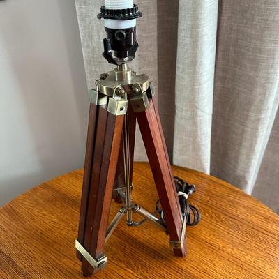 Wood and Metal 3-Legged Table Lamp.