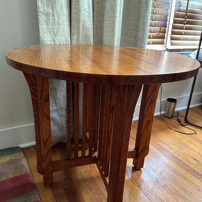 Round Wood Mission-Style Accent Table