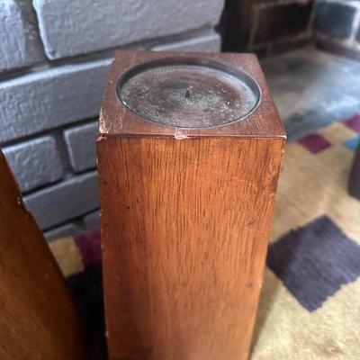 Set of 2 Wood Candle Pedestals
