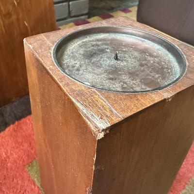 Set of 2 Wood Candle Pedestals