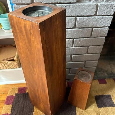 Set of 2 Wood Candle Pedestals
