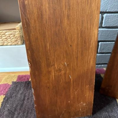 Set of 2 Wood Candle Pedestals