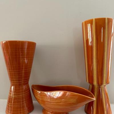 Orange/Yellow Vases - 2 are McCoy