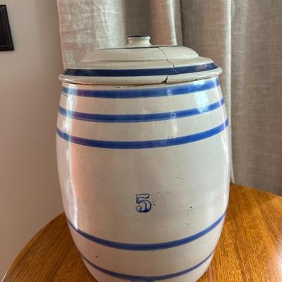 5 Gal. Pottery Water Dispenser/Jug and Blue Vase