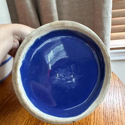 5 Gal. Pottery Water Dispenser/Jug and Blue Vase