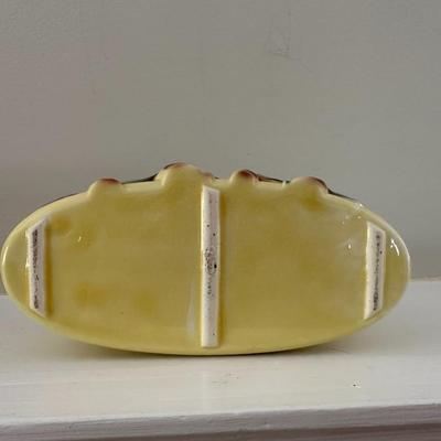 Set of 3 Yellow Ceramic Vases/Plaanters with Bamboo Motif