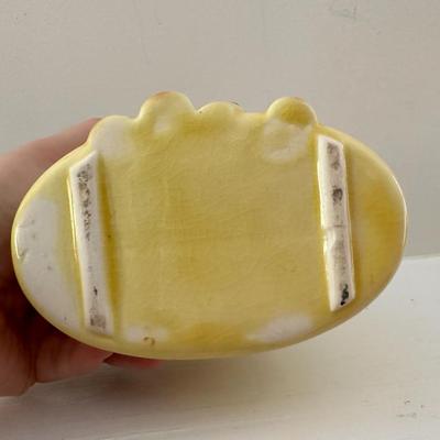 Set of 3 Yellow Ceramic Vases/Plaanters with Bamboo Motif