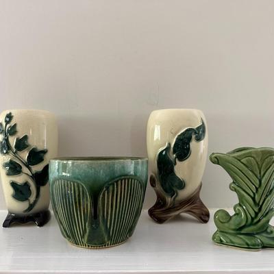 Roseville Pot and 3 Other Nice Vases
