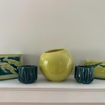5 Assorted Light/Dark Green Planters