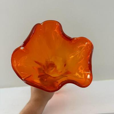 Orange Pottery and Slung Glass Vases - 5 Pcs