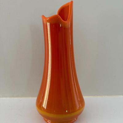 Orange Pottery and Slung Glass Vases - 5 Pcs