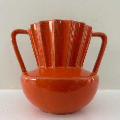 Orange Pottery and Slung Glass Vases - 5 Pcs