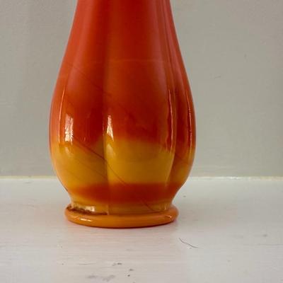 Orange Pottery and Slung Glass Vases - 5 Pcs