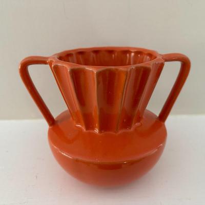 Orange Pottery and Slung Glass Vases - 5 Pcs