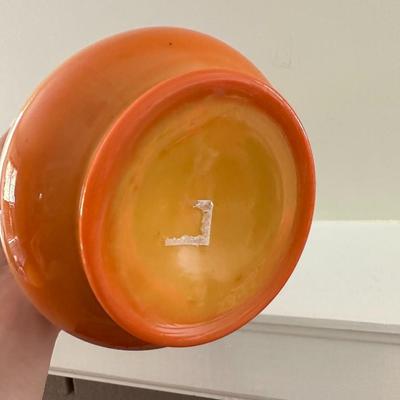 Orange Pottery and Slung Glass Vases - 5 Pcs