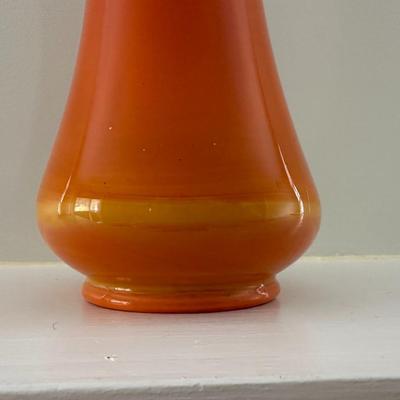 Orange Pottery and Slung Glass Vases - 5 Pcs