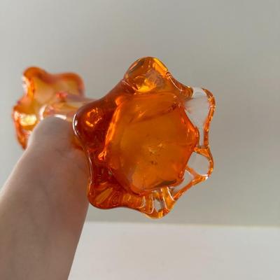 Orange Pottery and Slung Glass Vases - 5 Pcs