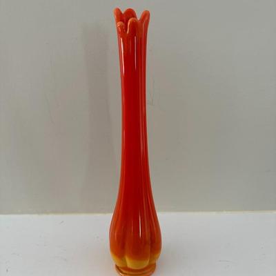 Orange Pottery and Slung Glass Vases - 5 Pcs