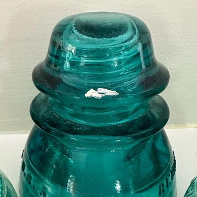 Teal/Aqua Blue Glass Telephone Pole Insulators 