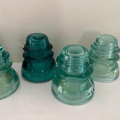 Teal/Aqua Blue Glass Telephone Pole Insulators 