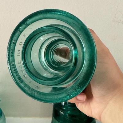 Teal/Aqua Blue Glass Telephone Pole Insulators 