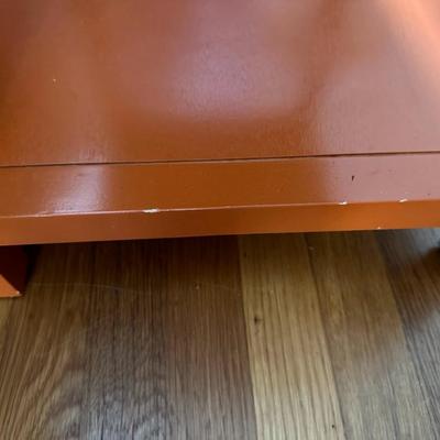 Orange End Table with Removable Tray