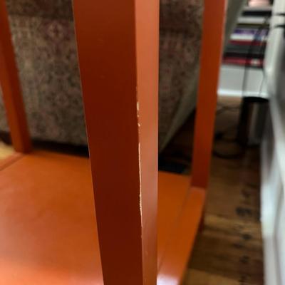 Orange End Table with Removable Tray