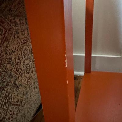Orange End Table with Removable Tray