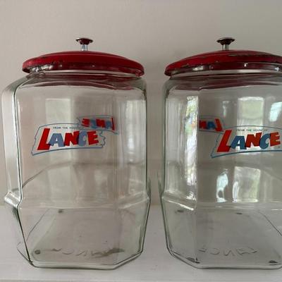 2 Lance Glass Jars w/Lids
