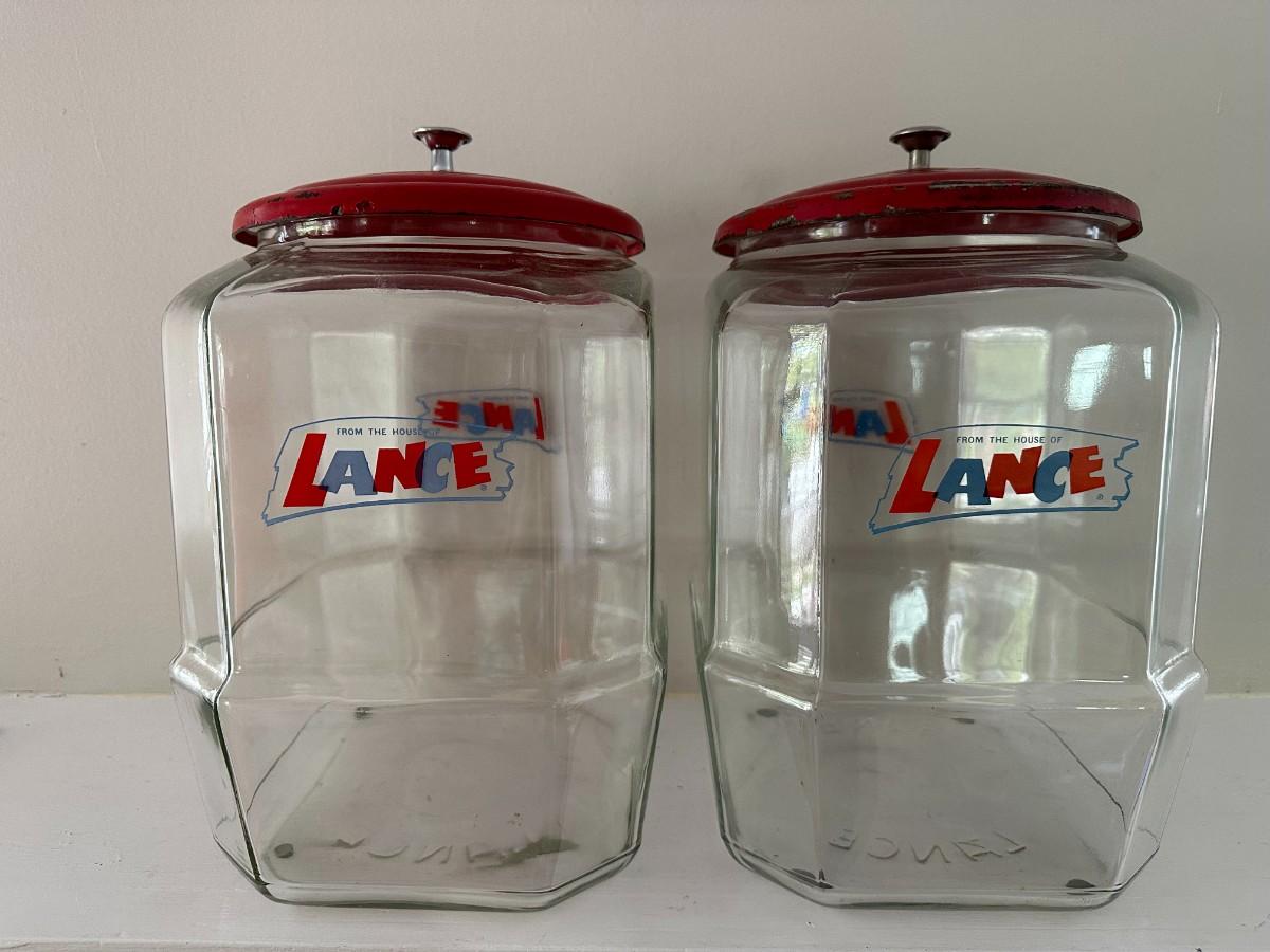 2 Lance Glass Jars w/Lids