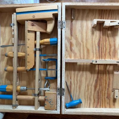 Wood Tool Box, Tool Colletion in Box, & Rock Collection