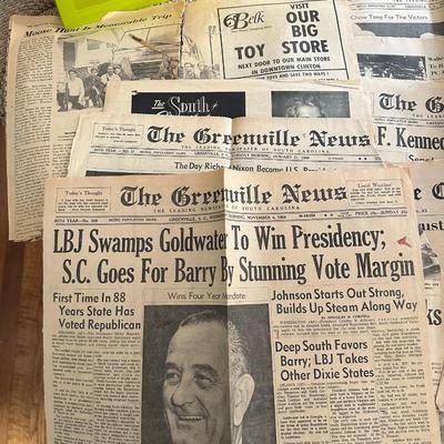 Vintage Newspaper Articles & Green Tray