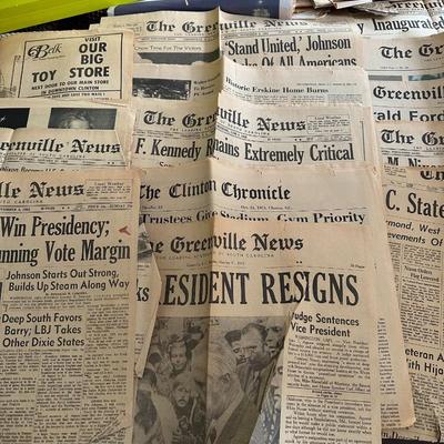 Vintage Newspaper Articles & Green Tray