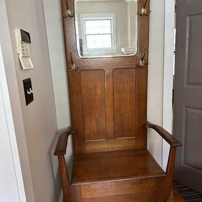  Vintage Hall Tree with Storage Bench