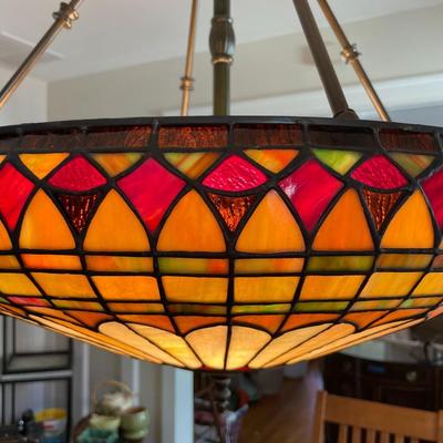 Gorgeous Large Stained Glass Chandelier